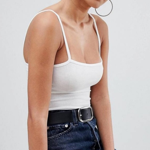 PrettyLittleThing Tops - ⭐️ sale White Ribbed Bodysuit NWT